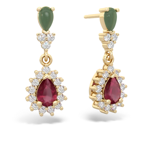 jade-ruby dangle earrings