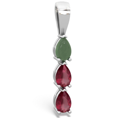 jade-ruby three stone pendant