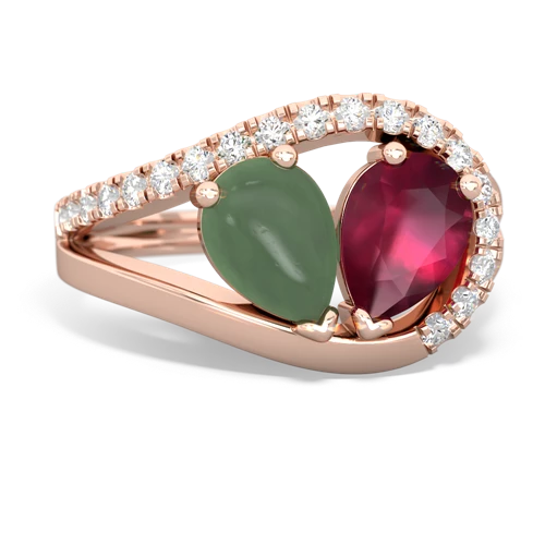 jade-ruby pave heart ring