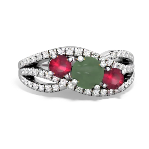 jade-ruby three stone pave ring