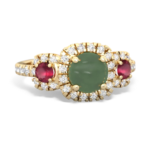 jade-ruby three stone regal ring