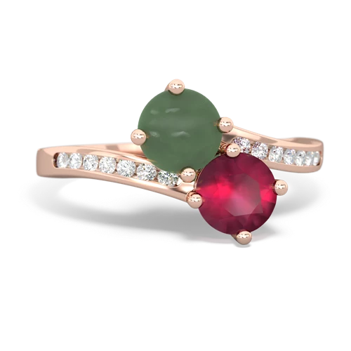 jade-ruby two stone channel ring