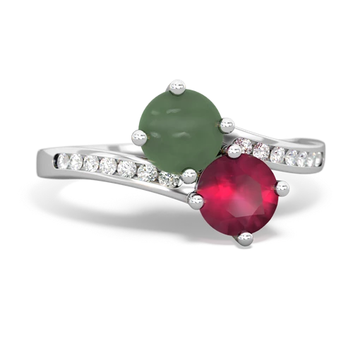 jade-ruby two stone channel ring