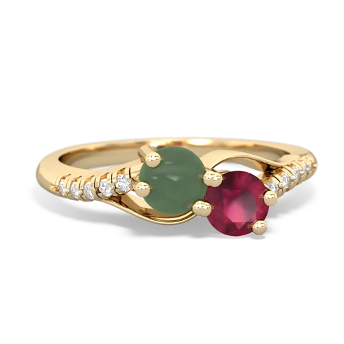jade-ruby two stone infinity ring