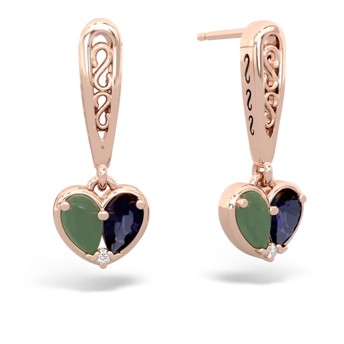 jade-sapphire filligree earrings