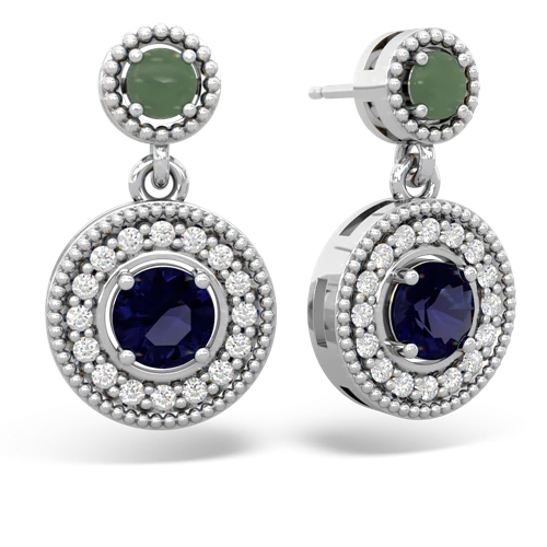 jade-sapphire halo earrings