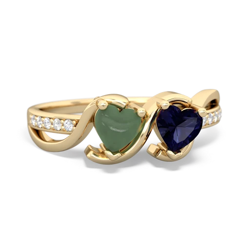 jade-sapphire double heart ring
