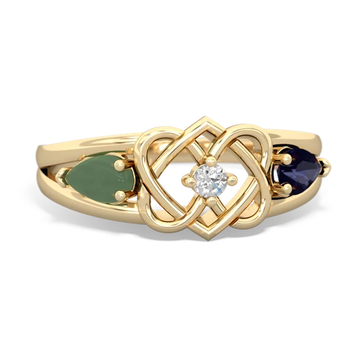 jade-sapphire double heart ring