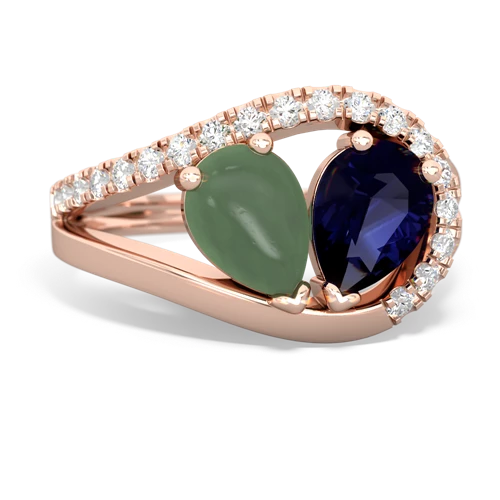 jade-sapphire pave heart ring