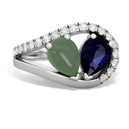 jade-sapphire pave heart ring