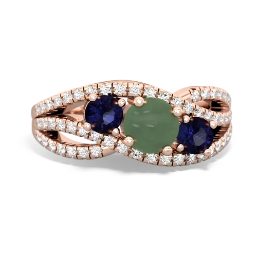 jade-sapphire three stone pave ring