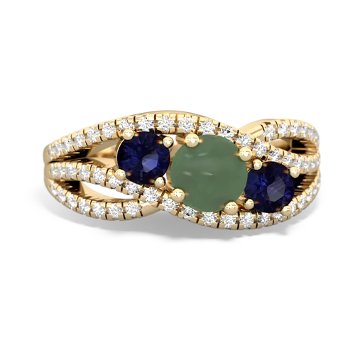 jade-sapphire three stone pave ring