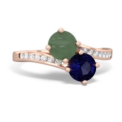 jade-sapphire two stone channel ring