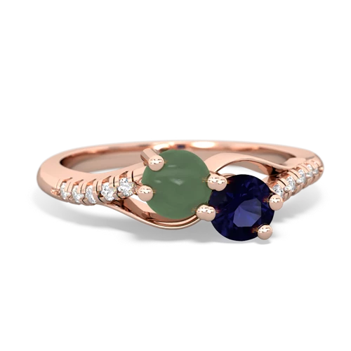 jade-sapphire two stone infinity ring