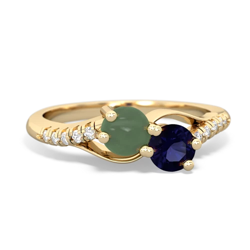 jade-sapphire two stone infinity ring