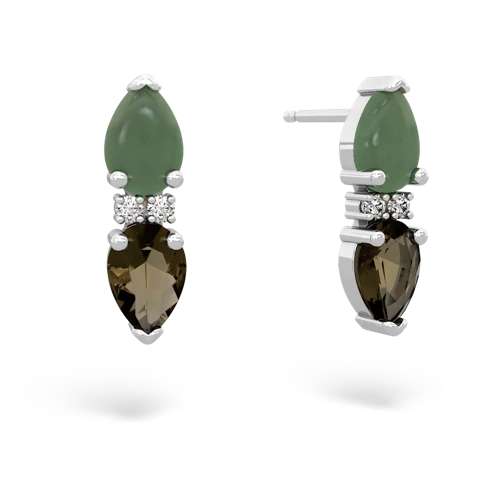 jade-smoky quartz bowtie earrings