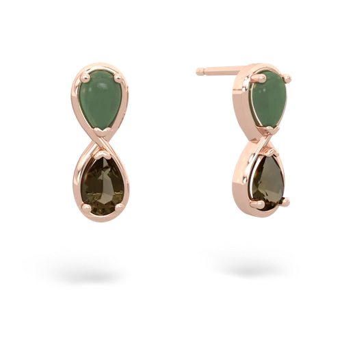 jade-smoky quartz infinity earrings