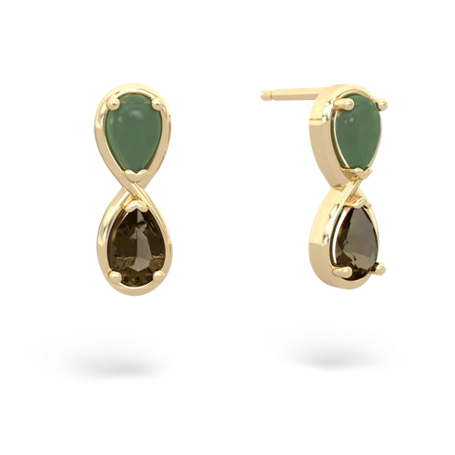 jade-smoky quartz infinity earrings