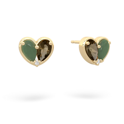 jade-smoky quartz one heart earrings