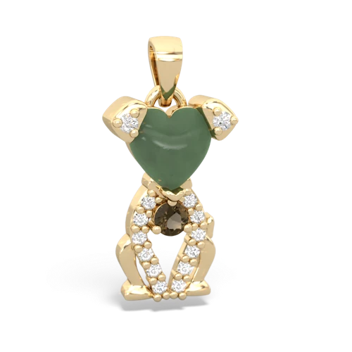 jade-smoky quartz birthstone puppy pendant