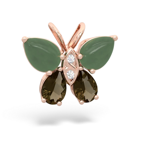 jade-smoky quartz butterfly pendant