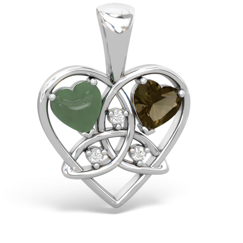 jade-smoky quartz celtic heart pendant
