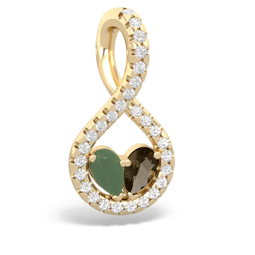 jade-smoky quartz pave twist pendant