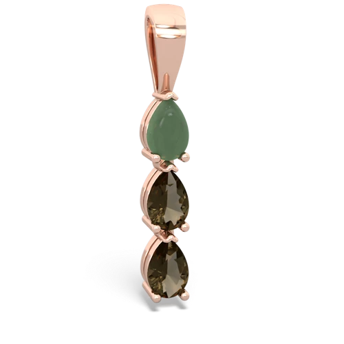 jade-smoky quartz three stone pendant