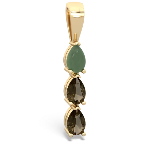 jade-smoky quartz three stone pendant