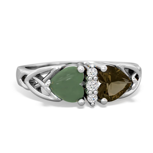 jade-smoky quartz celtic ring