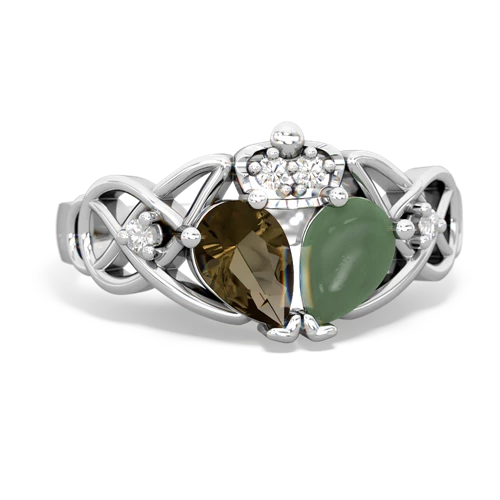 jade-smoky quartz claddagh ring