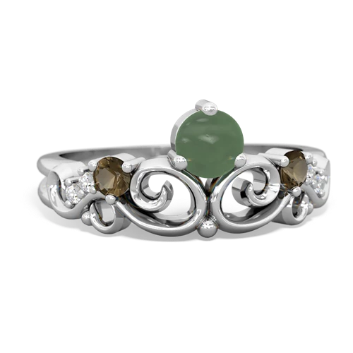 jade-smoky quartz crown keepsake ring