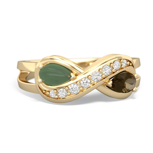 jade-smoky quartz diamond infinity ring