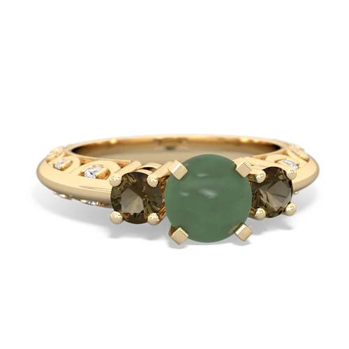 jade-smoky quartz engagement ring