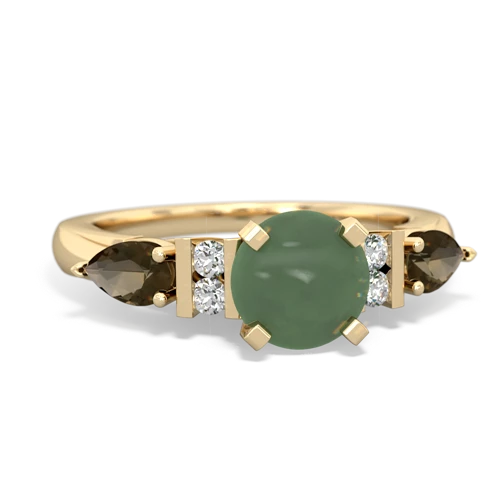 jade-smoky quartz engagement ring