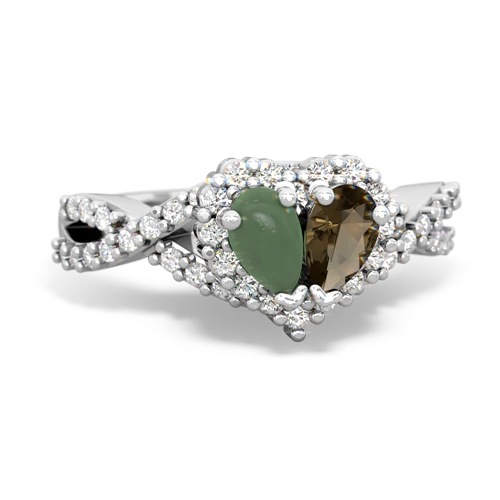 jade-smoky quartz engagement ring