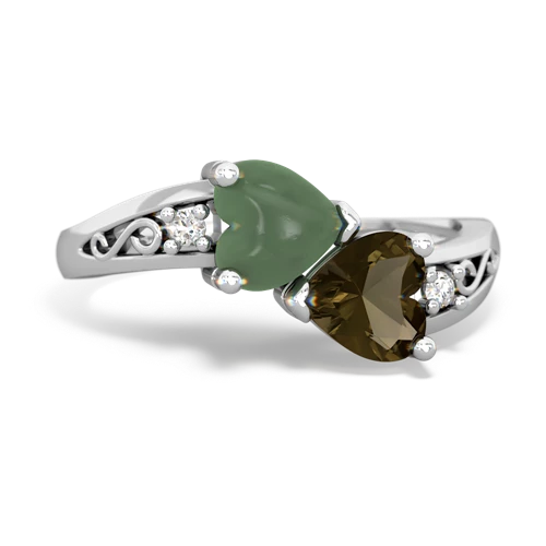 jade-smoky quartz filligree ring