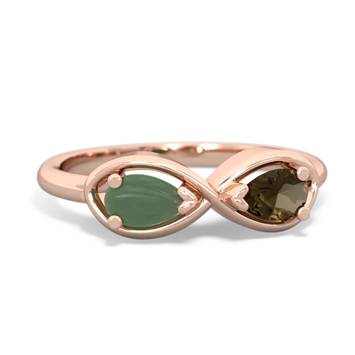 jade-smoky quartz infinity ring