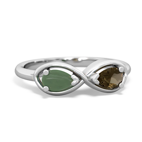 jade-smoky quartz infinity ring