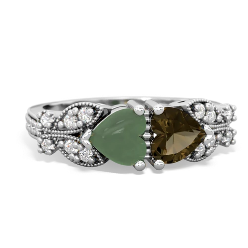 jade-smoky quartz keepsake butterfly ring