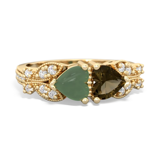 jade-smoky quartz keepsake butterfly ring