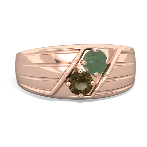 jade-smoky quartz mens ring