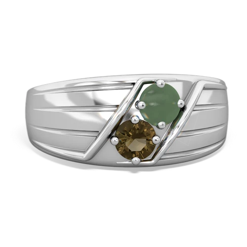 jade-smoky quartz mens ring