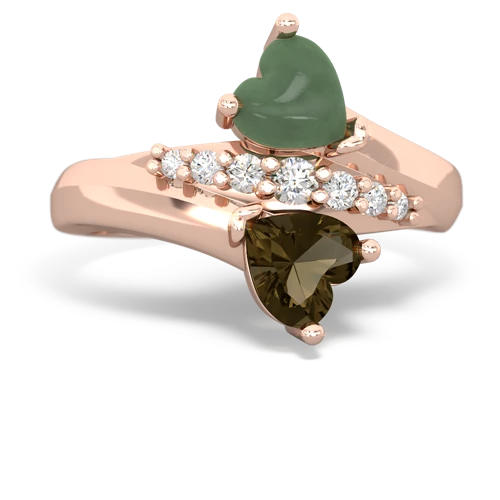 jade-smoky quartz modern ring