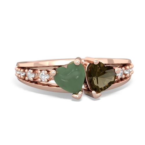 jade-smoky quartz modern ring