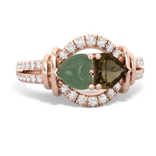 jade-smoky quartz pave keepsake ring