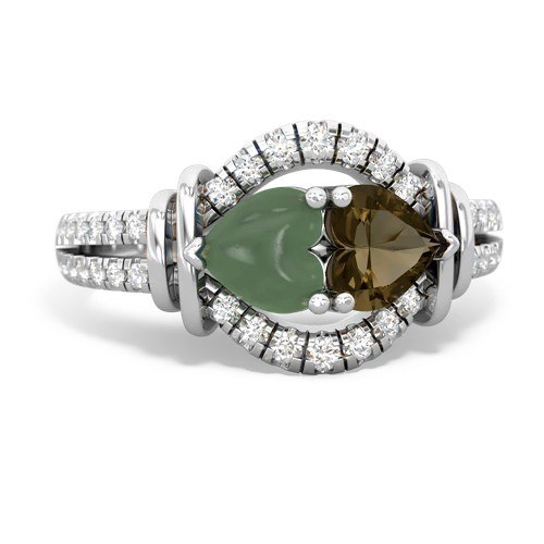 jade-smoky quartz pave keepsake ring