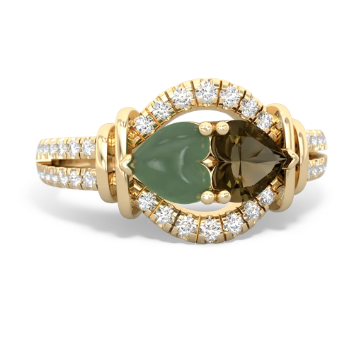 jade-smoky quartz pave keepsake ring