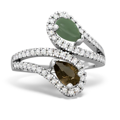 jade-smoky quartz pave swirls ring