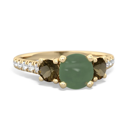 jade-smoky quartz trellis pave ring